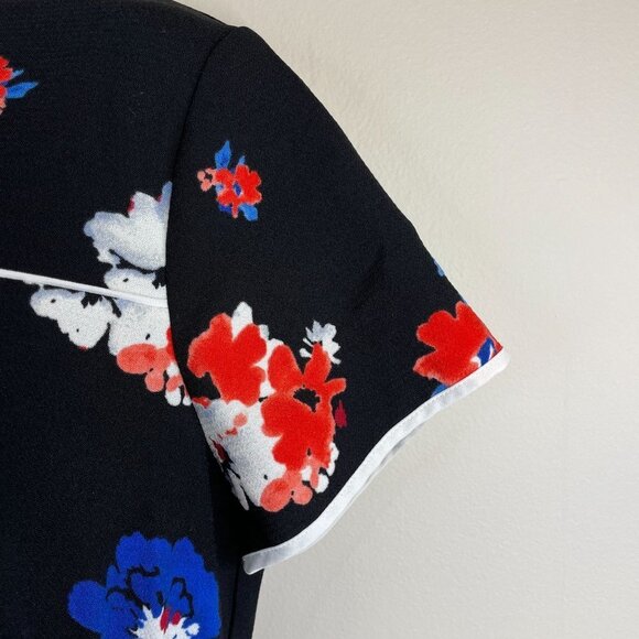 Vince Camuto Womens FLORAL Fit Flare Dress Size 10 Multicolor Short Sleeve Knit - Picture 3 of 13